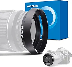 Para-sol de lente de 58 mm, para-sol de metal de 58 mm compatível com todas as marcas Ø lentes com rosca de filtro de 58 mm