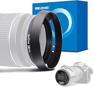 58mm Lens Hood,58mm Metal Camera Lens Hood Compatiable All Brands Ã˜ Lenses with 58mm Filter Thread