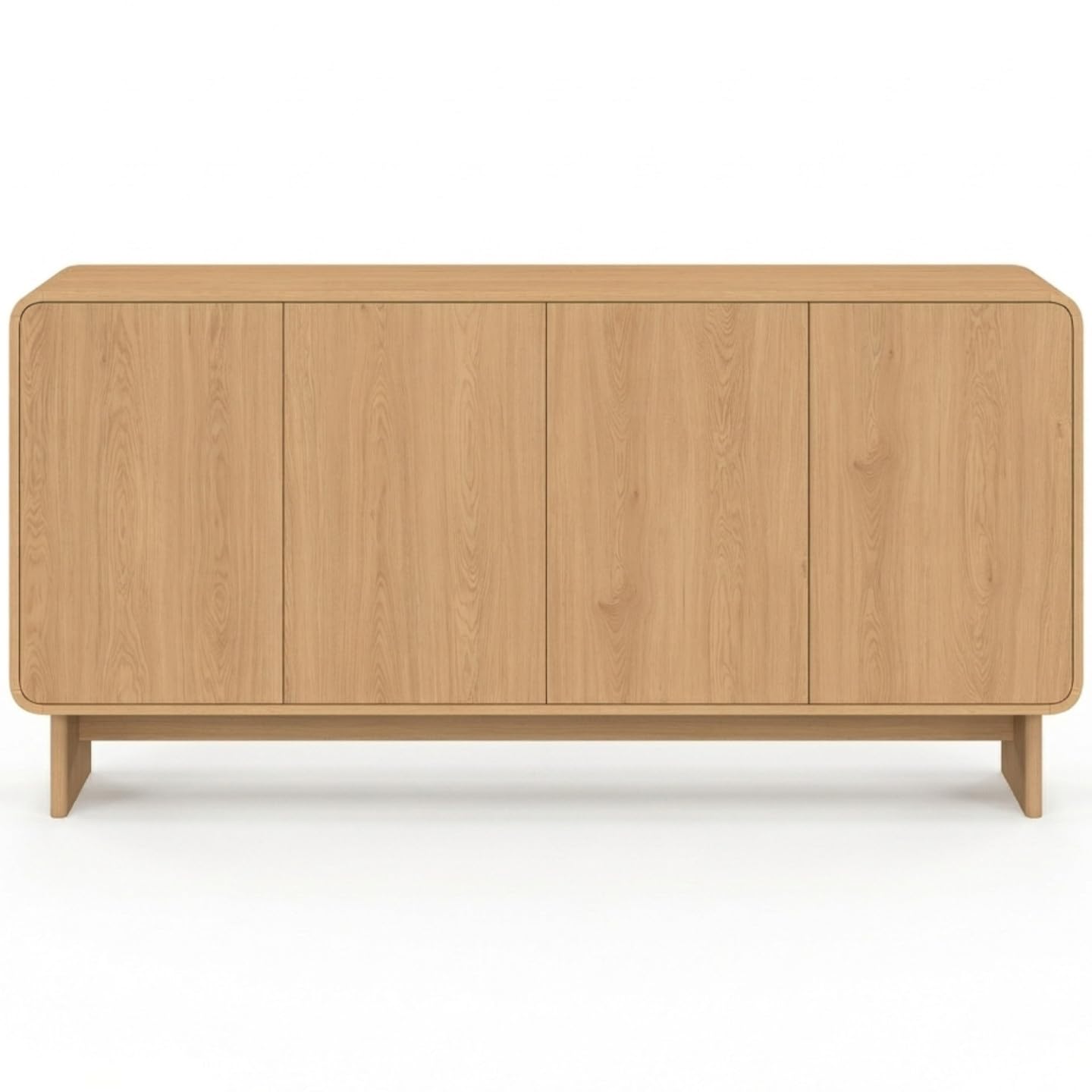 IDMarket - Buffet 160 cm Capucine XXL 4 Portes façon hêtre Design Arrondi