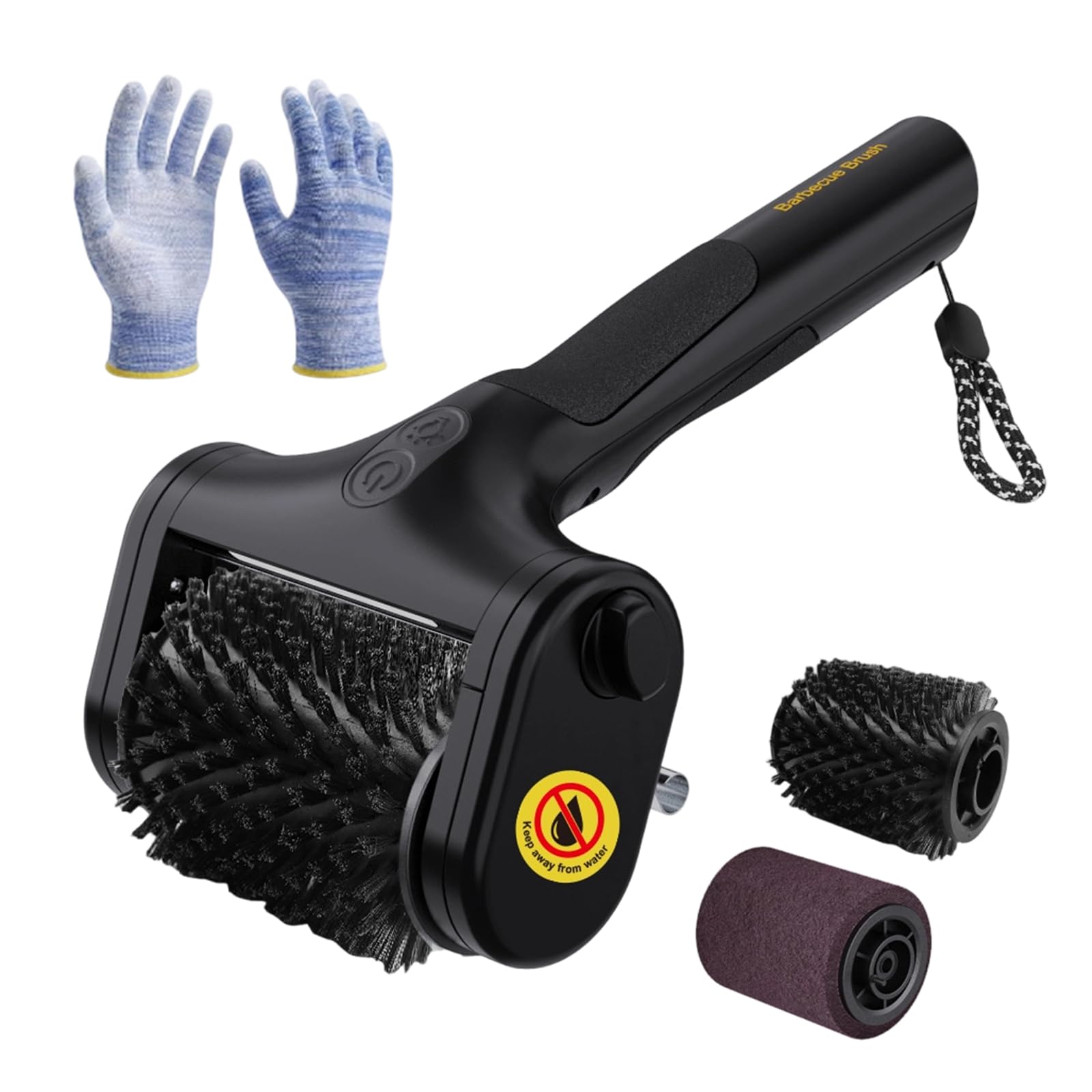 Tsophreniq Sturdy Barbecue Scrubber Having Two Metal and Synthetic Fibers Along Integrated Light Structure Ergonomic Barbecue Cleaner