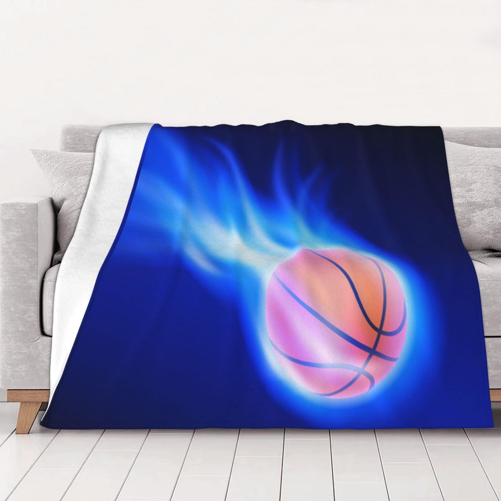 Couverture chaude en flanelle de basket bleu 280g thermorégulatrice