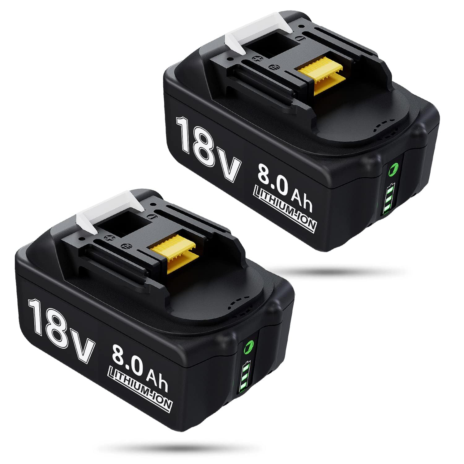 2 baterías de repuesto de iones de litio de 18 V y 8,0 Ah, 8000 mAh, BL1860B, BL1860, BL1850, BL1850B, BL1840B, BL1840, BL1830B, 194205-3, LXT-400, BL1830, con batería de herramientas LED