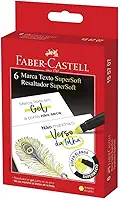 Caneta Marca Texto Supersoft, Faber-Castell, 155707, Amarelo, pacote de 6