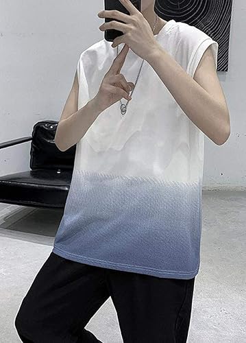 On グラデーション ノースリーブTシャツ Amazon | [AOZUO] メンズ タンクトップ ゆったり Tシャツ 夏服