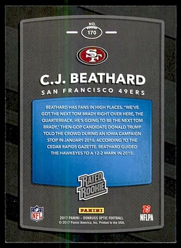 Miniatura 2 de 2017 Donruss Optic Football #170 C.J. Beathard RR RC San Francisco 49ers