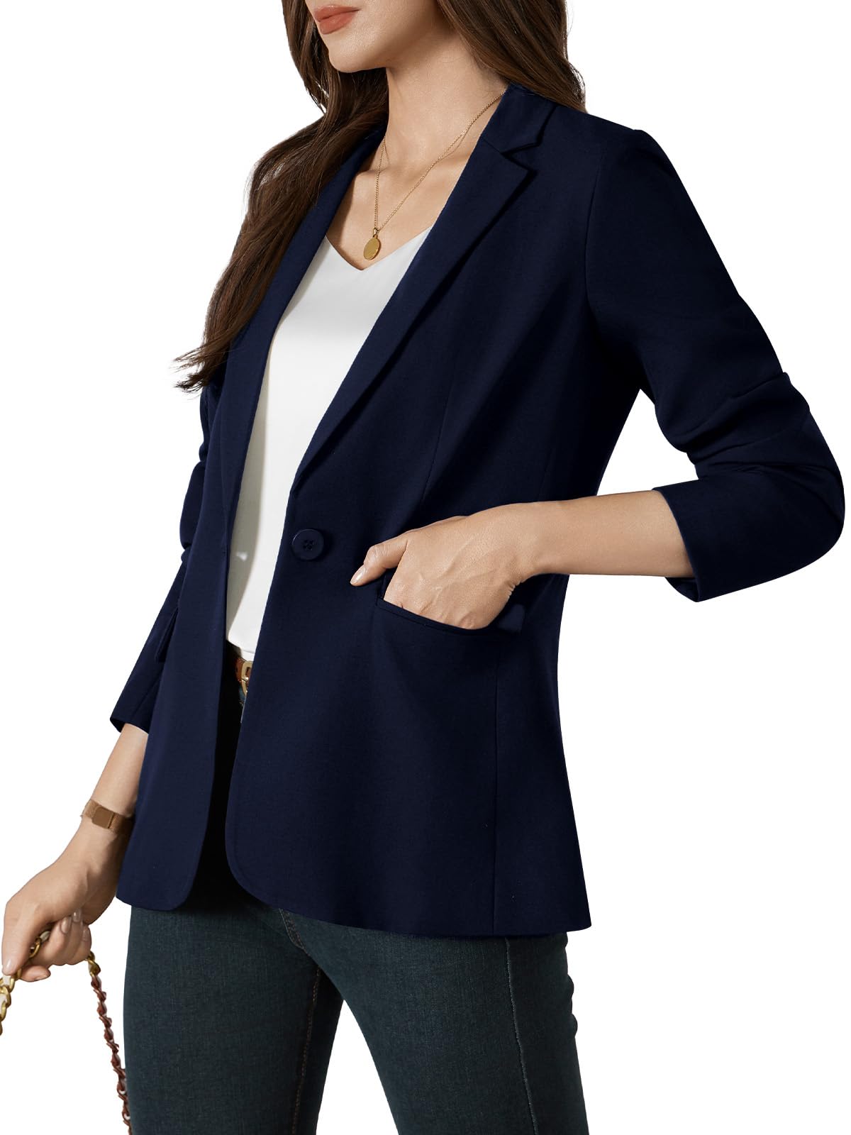 Blazer Damen Business Casual Elegant Damen Jacke Langarm Arbeit Büro Knopf Open Front Jacke mit Taschen
