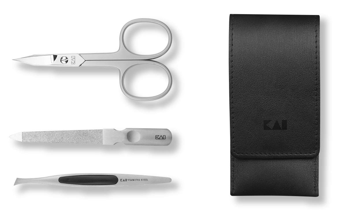 KAI Maniküre-Pediküre-Set 3-tlg. in Leder-Etui