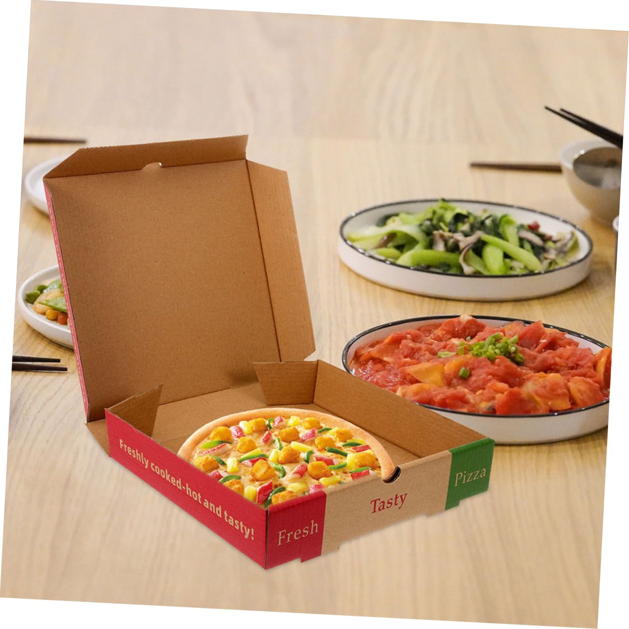 Yardenfun Lot de 20 Boîtes à Pizza en Papier de 18,5 Cm Réutilisables Pratiques pour Emballage et Stockage Lors Vente à Emporter