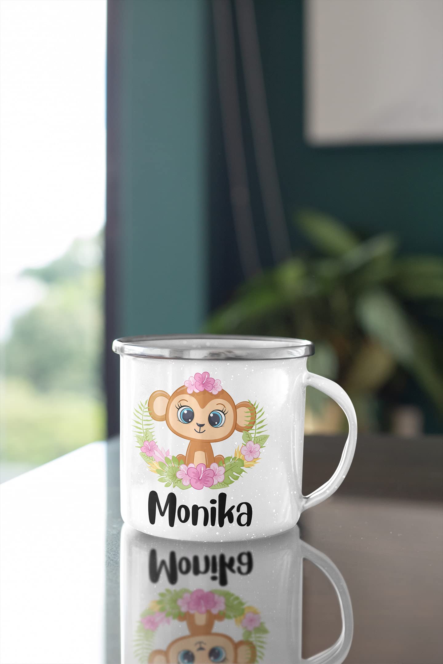 Tazza smaltata personalizzata per bambini con nome – tazza smaltata con motivo | Regalo per asilo, scuola, campeggio, tazza per bambini - Italia