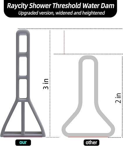 Miniatura 3 de Raycity Presa de agua de umbral de ducha de 3 pulgadas de alto, 59 pulgadas, plegable, protector contra salpicaduras de agua para regadera sin Gris