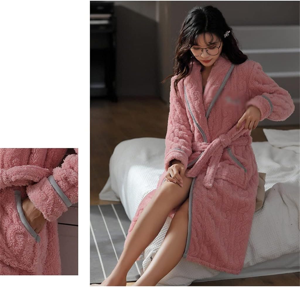 Bathrobe Women's Autumn and Winter Bathrobes Flannel Thickened Warmth Elegant Soft Nightgown Home Service