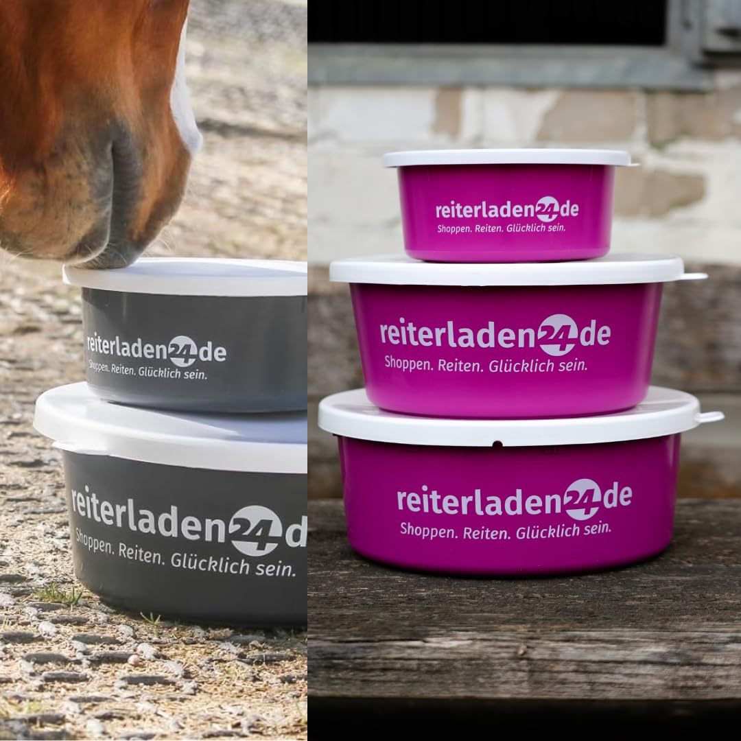RL24 Leckerlischale Müslischale mit Deckel für Pferde Futterschale 5er Set Blau 2l Pferdezubehör