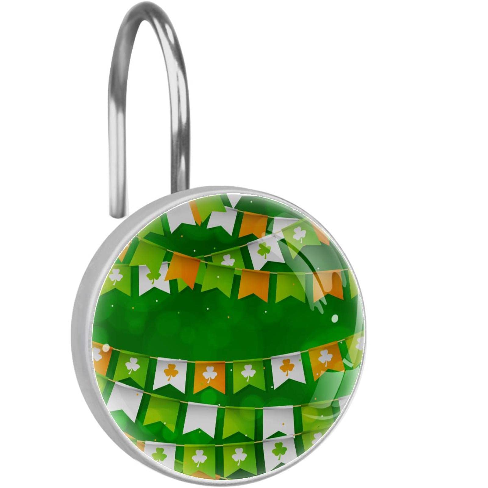 Crochets rideau de douche acier inoxydable salle de bain anneaux pour guirlandes vertes x12