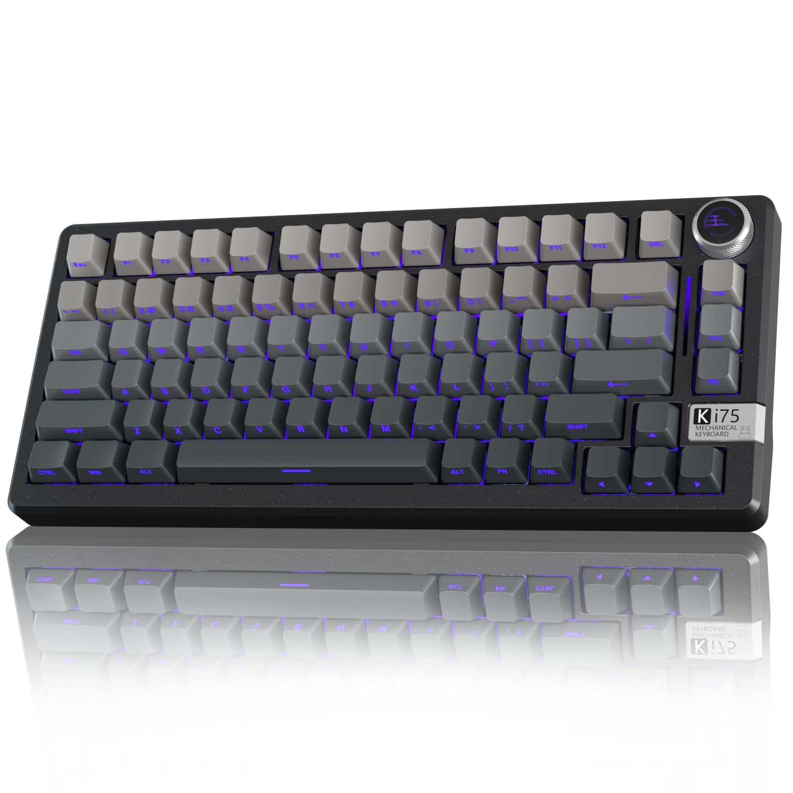 SOLAKAKA KI75 Wireless Mechanical Gaming Keyboard, 75% Percent Aluminum Hot Swappable Switches, Side-Printed RGB Backlit Custom Keyboard with Knob, Tri-Mode 2.4GHz/USB-C/BT 5.0 for PC