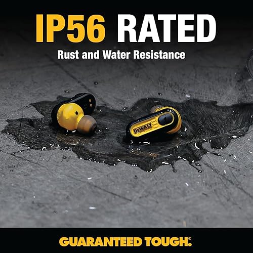 Miniatura 4 de DEWALT Audífonos inalámbricos de alta resistencia, auriculares Bluetooth con funda de carga tipo C incluida, más de 37 horas de duración de la