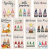 CDLong Gnome Seasonal Garden Flag Set of 11-Vertical Double Sided 12.5 x 18 Inch Yard Flag,Spring Welcome Easter Rustic Flag for Indoor Outdoor Holiday Decorations