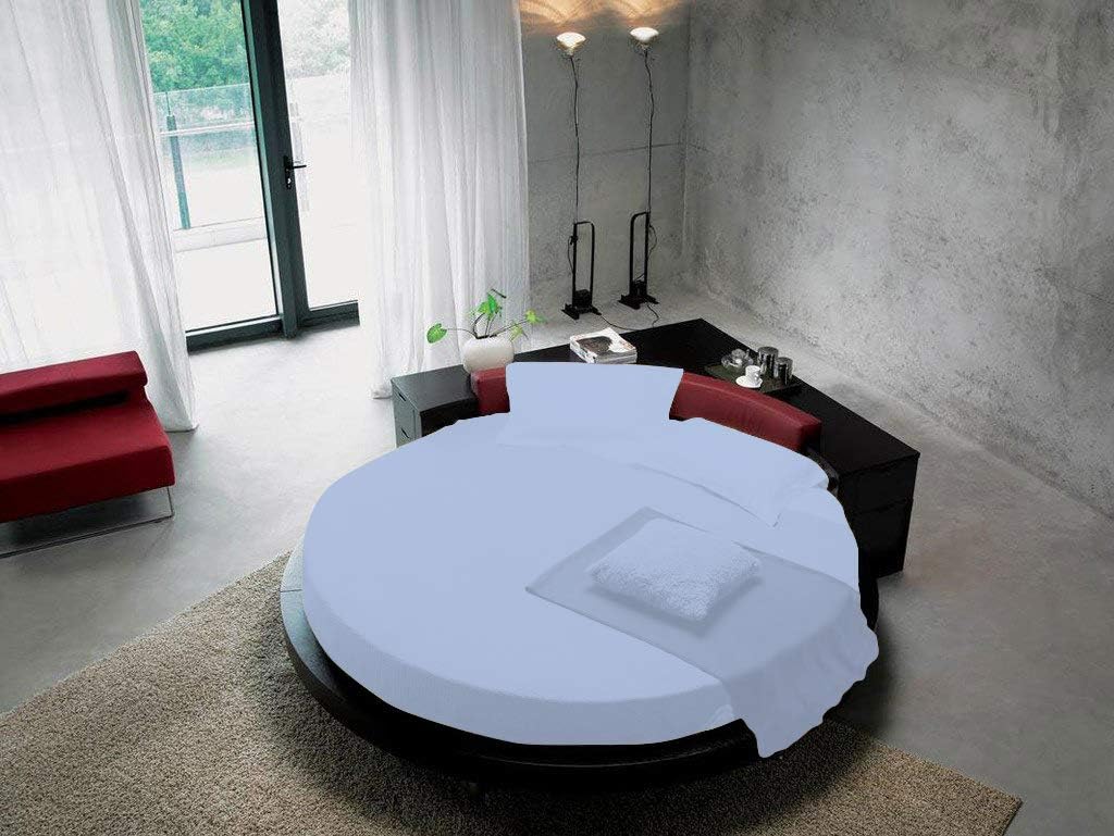 Round Bed Sheet Set - 100% Cotton 800 Thread Count 3 Piece Set With 1 Fitted Sheet and 2 Pillow Covers - 15" Deep Pocket, King, Burgundy