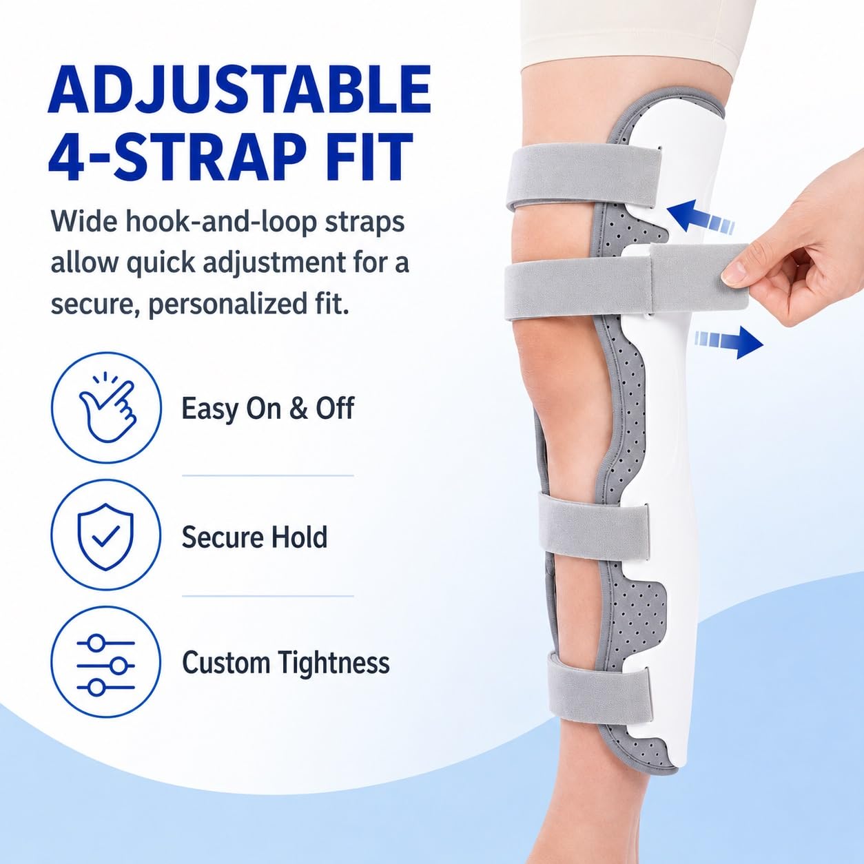 Genérico Inmovilizador de Rodilla Mujeres y Hombres, estabilizador de Pierna Ajustable para recuperación postoperatoria, Rotura de ligamento Cruzado Anterior (LCA), lesión de menisco (LCM),