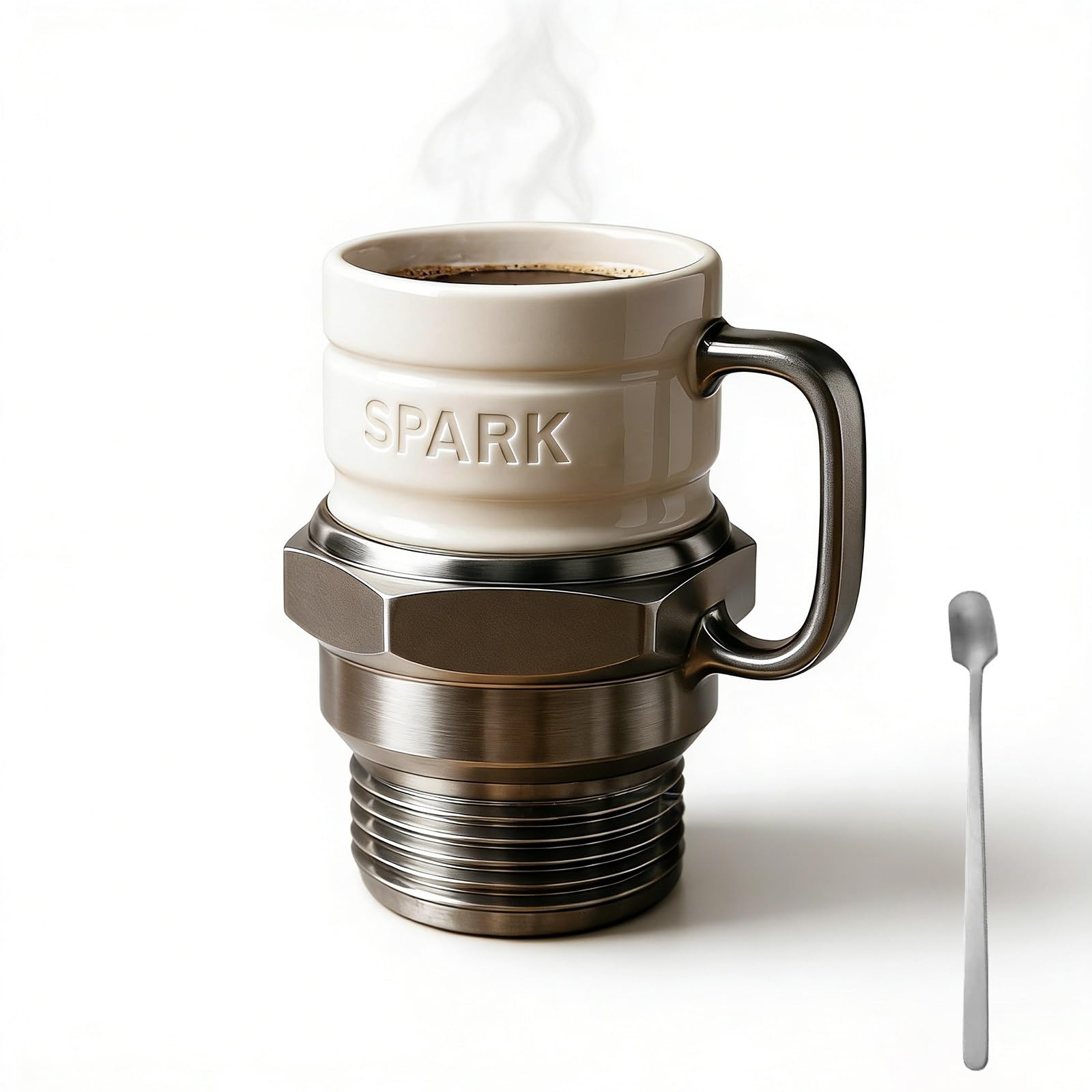 Spark Plug Novelty Mug, 15oz Ceramic Personalized Coffee Cup, Creative Auto-Themed Mug, Funny Gift for Car Lovers, Gearheads & Collectors – Perfect for Home, Office & Garage (1PC)