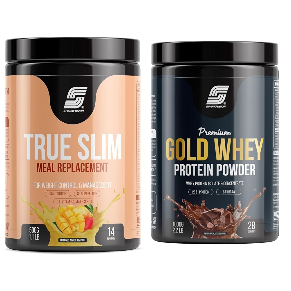 Sparkfusion True Slim Protein Powder Meal Replacement Shake | For Weight Control And Management | | Sparkfusion Premium Gold Whey Protein Isolate | 26g Protein,6g BCAA per Serving | Easy Mixing, Low-image-22