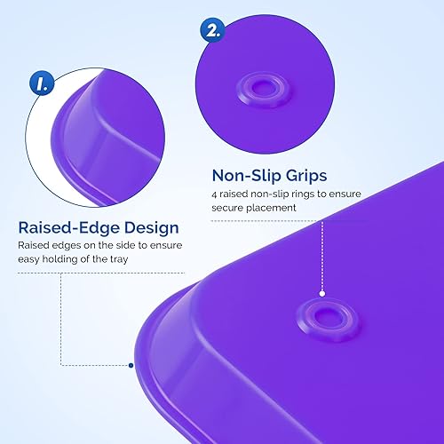 Miniatura 6 de JMU Bandeja de plástico dental autoclavable en autoclave tamaño B, bandeja plana para instrumentos, 13.25 x 9.75 pulgadas, morado
