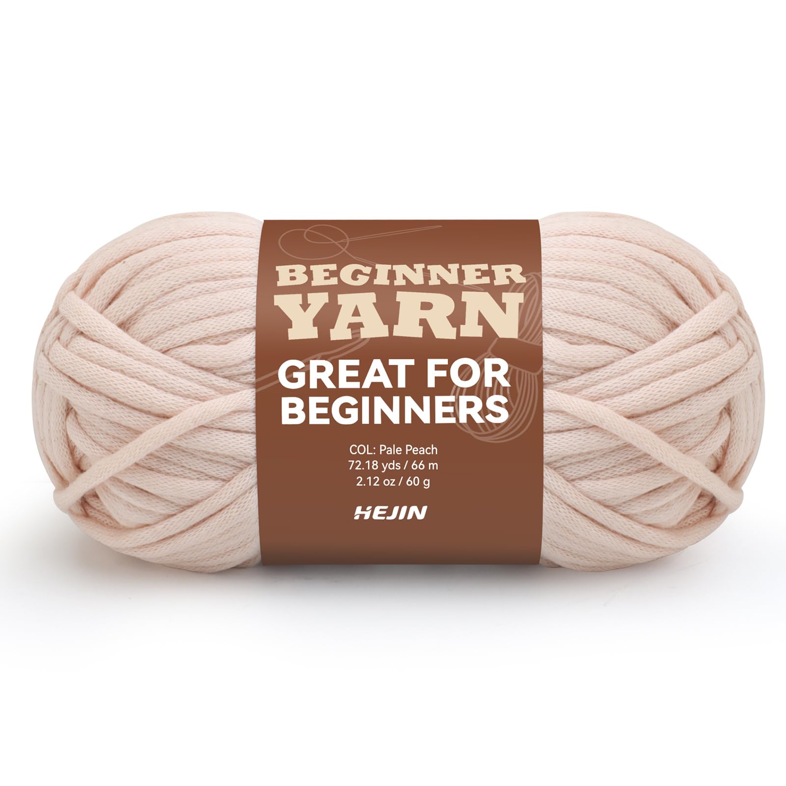 60g Spring Pale Peach Yarn for Crocheting and Knitting;66m (72yds)Cotton Yarn for Beginners with Easy-to-See Stitches;Worsted-Weight Medium #4;Cotton-Nylon Blend Yarn for Beginners Crochet Kit Making