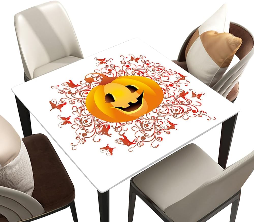 Square Outdoor Tablecloth for Camping Outdoor Party Banquet Halloween Pumpkin Lights Wipeable Windproof Table Cover for 54"x54" Table Style165