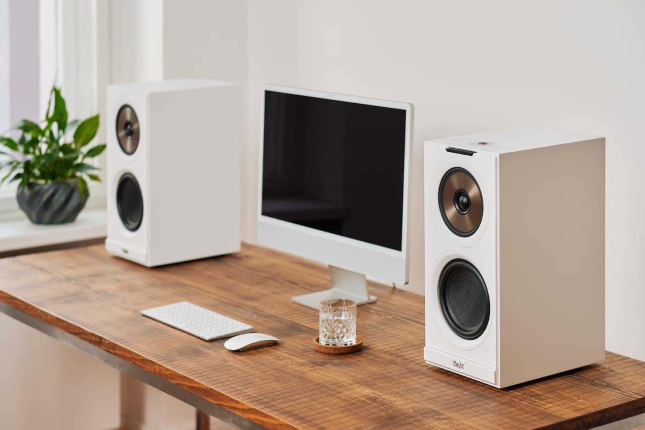 Teufel Stereo M 2 - Aktive Regallautsprecher Paar Kabellos Bluetooth WLAN Multiroom Streaming, Holzgehäuse, HiFi Speakers, 100 Watt 3-Wege-System, Chromecast™ Built-in - schwarz
