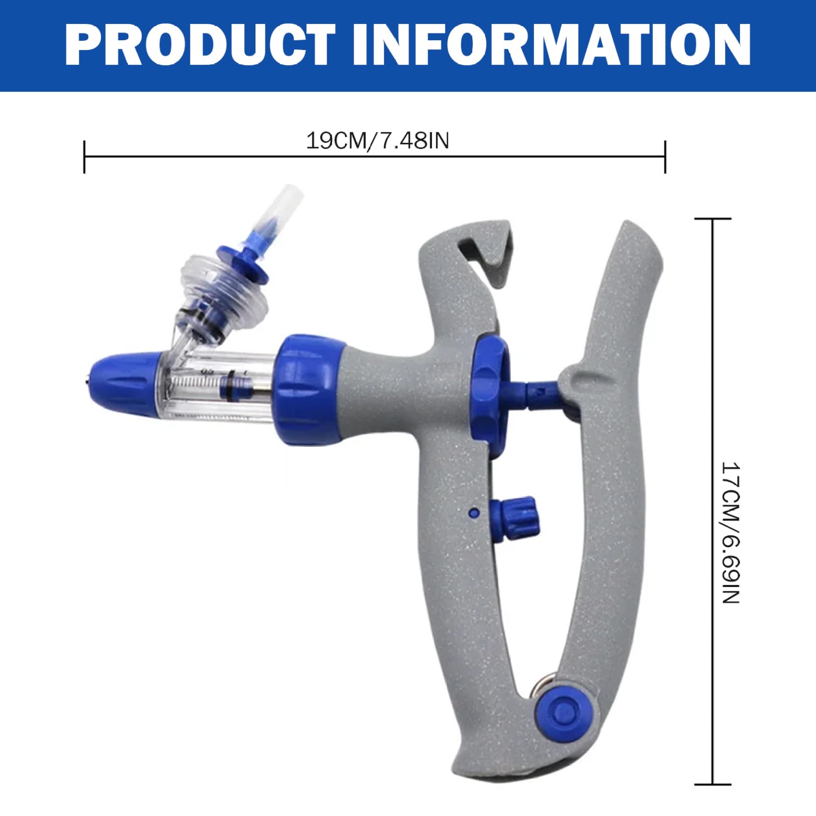 Stéringe d'injecteur automatique, pistolet de chèvre de seringue injecteur automatique, pistolet à seringue de bétail 5 ml avec insertion de bouteille continu réglable à la seringue de bétail précise