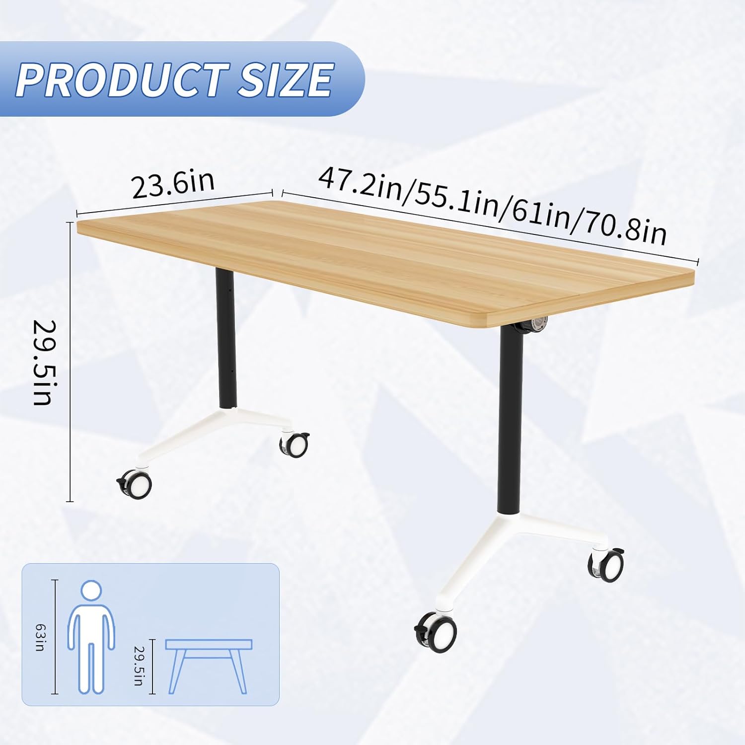 6 Pack Conference Table,Folding Conference Tables with Wheels,Modular Meeting Table,Mobile Seminar Training Tables for Office, Classroom