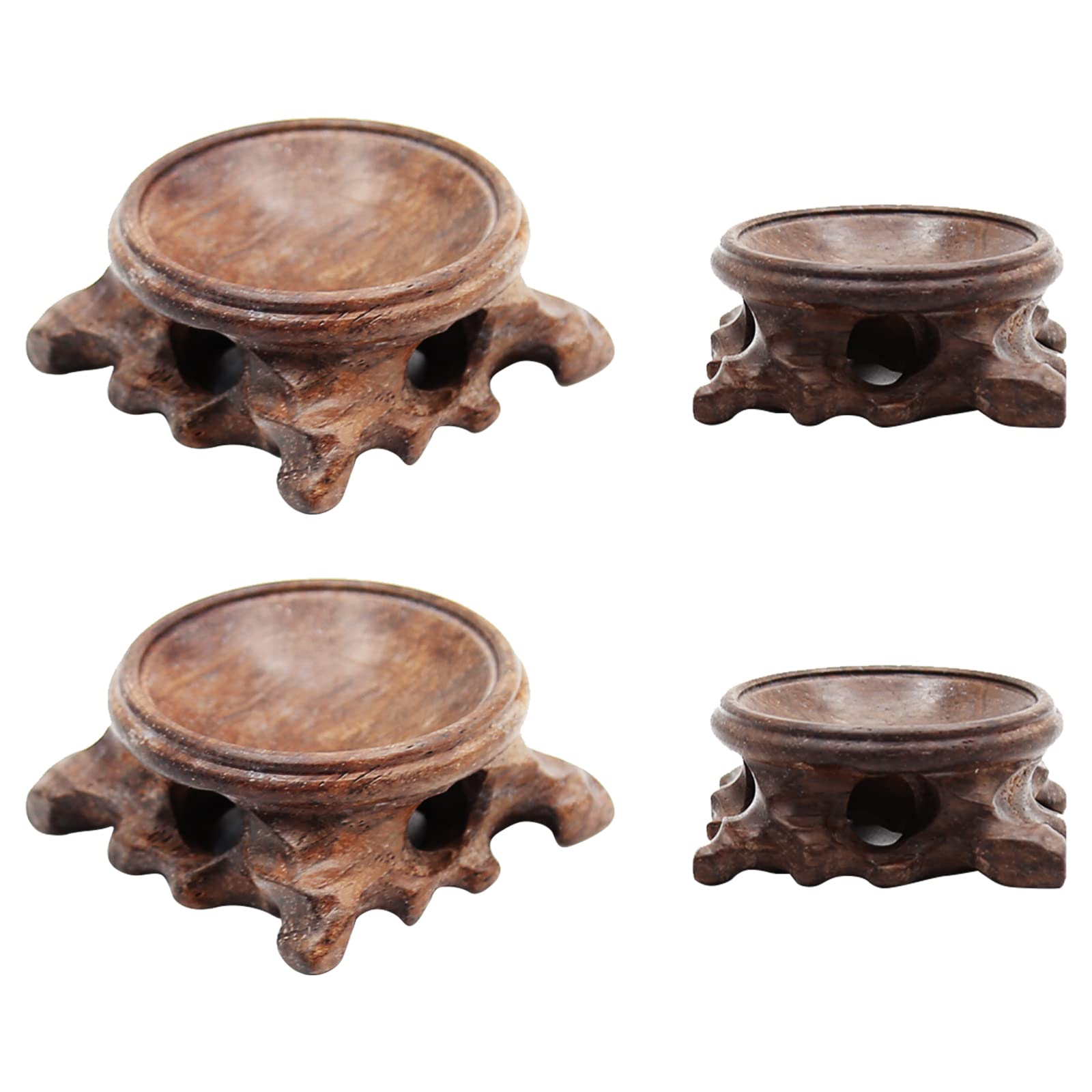 LIDSCURA 4PCS Wooden Stand for Crystal Sphere, Quartz Ball Orb Holder, Crystal Decorative Ball Display Pedestal Stands