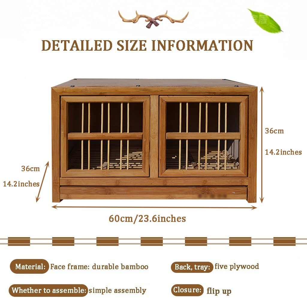 Jaula para pájaros Jaula para palomas resistente de bambú, bandeja de estiércol extraíble, aviario para pájaros, gallinero para palomas portadoras de carreras, caja nido para palomas fácil de instala