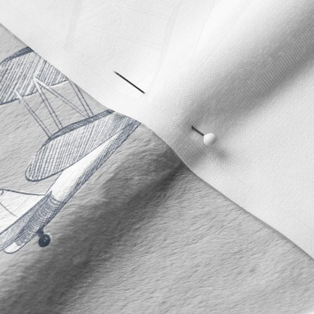 Spoonflower Fabric - Biplane Barnstormers Airplane Print Blue Gray Navy Classic Flight Printed on Minky Fabric by The Yard - Sewing Baby Blankets Quilt Backing Plush