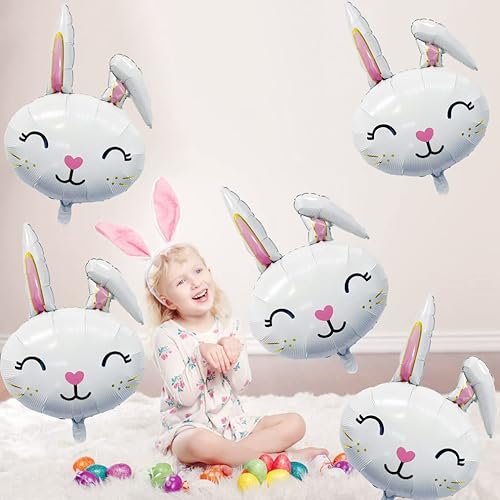 Miniatura 6 de Globos de conejo, globos de Pascua, globos de papel de aluminio con cabeza de conejo para fiesta temática de conejo, suministros de fiesta de
