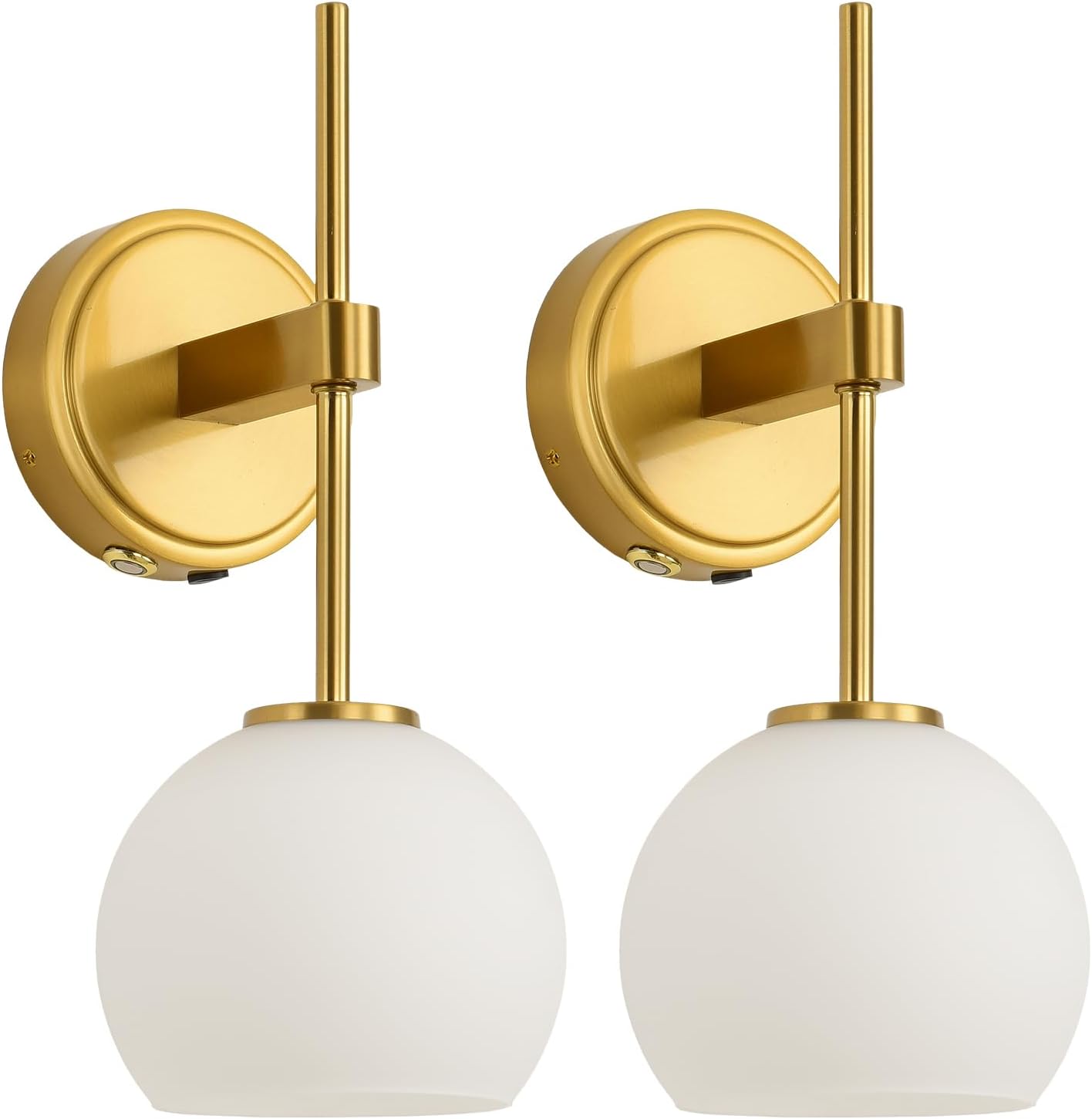 Glass Battery Operated Wall Sconce Set of 2, Gold Rechargeable Wireless Wall Lights with 3CCT Dimmable, Timer & Remember Function and Remote Control, Wall Lamp for bedroom, bathroom, living room