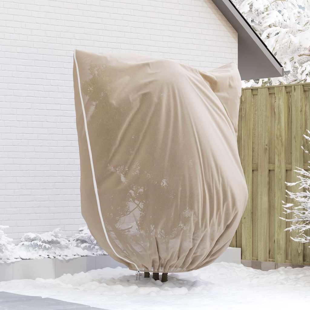 Winterschutz für Pflanzen Beige Vliesstoff 2,4 x 2 m mit Reißverschluss Kordelzugverschluss Wiederverwendbar für Garten Terrasse Außenbereich Schutz Pflanzenpflege Zubehör