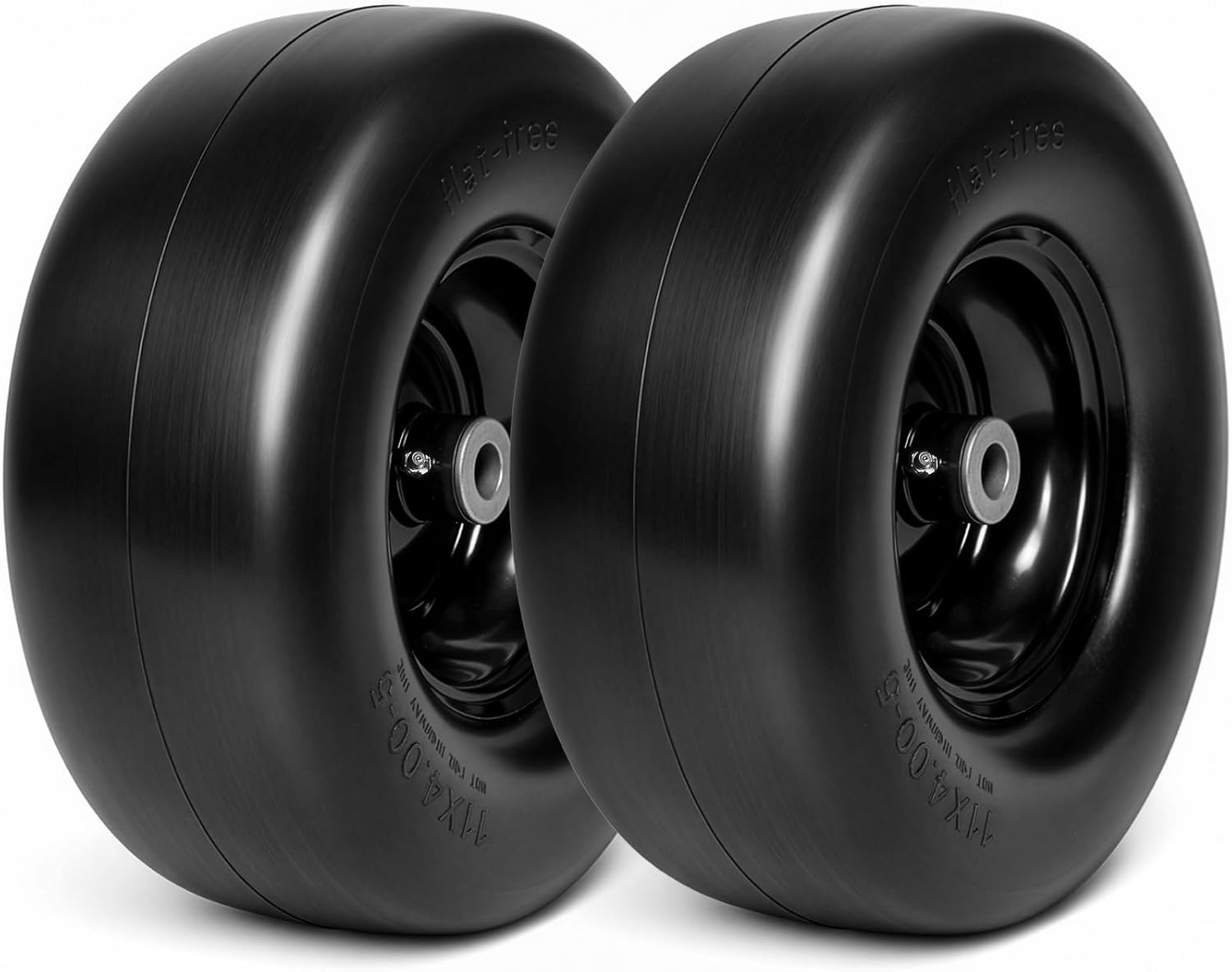 11x4.00-5 Flat Free Tire and Wheel Assembly,11x4x5 Solid Tire With Wheel for Zero Turn Lawn Riding Mower,Suitable for 5/8" & 1/2” Bushings and 3/4" Precision Bearing,2 Pack