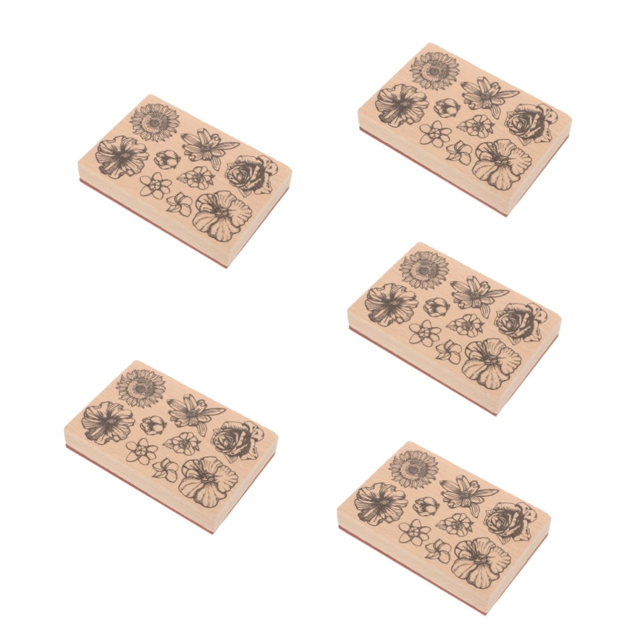 LALAFINA 5pièces Tampon Bois Décoratif Pour Scrapbooking Tampon à Fleurs Pour Journaux Et Créations Artisanales Outil De Bricolage Compact Et Unique