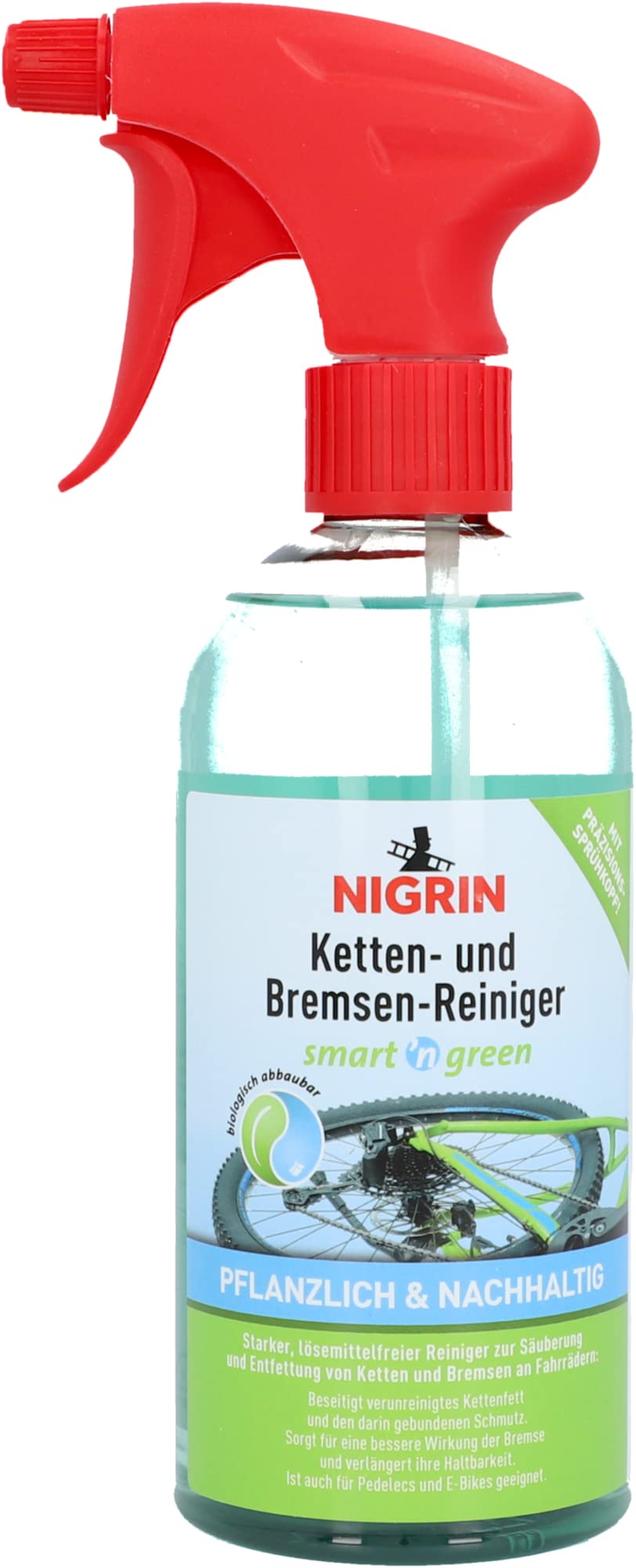 NIGRIN smart n green środek czyszczący do łańcuchów i hamulców, czyści czysto i skutecznie układ napędowy, 500 ml