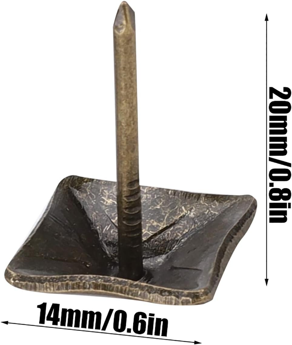 Upholstery Door Nail Retro Cyan Bronze Iron Decorative Furniture Hardware Accessories for Home Sofa Decoration (Side Length 14mm*Total Length 20mm)