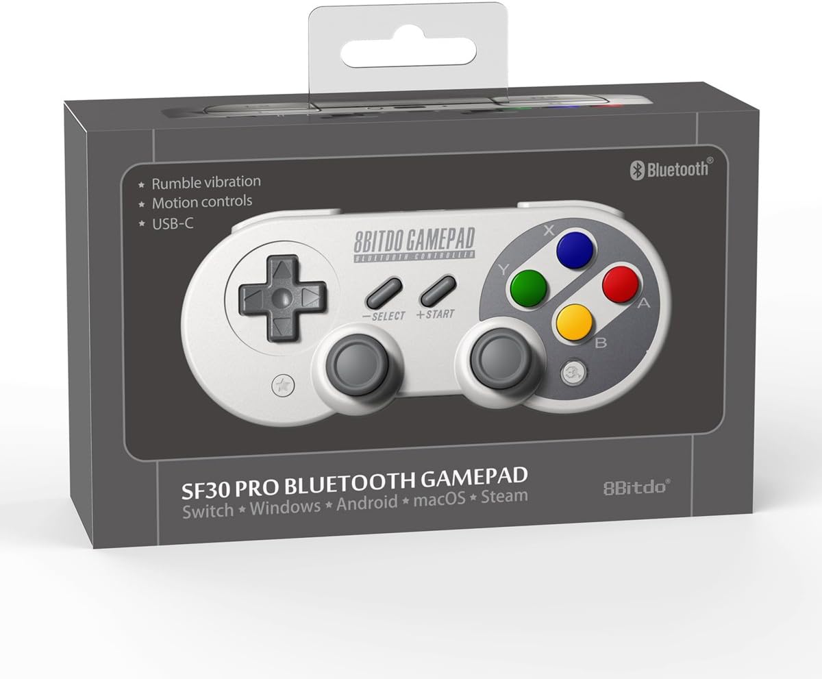 8Bitdo SF30 Pro Bluetooth Gamepad Controller for Android/Windows/Mac OS/Nintendo Switch (SF30 PRO)