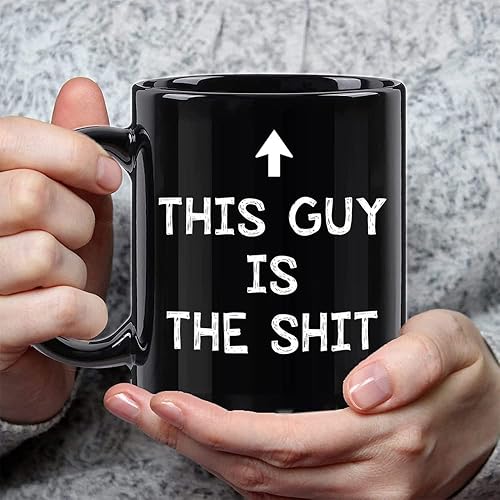 Miniatura 2 de FALJIOK Taza de café divertida con texto en inglés "This Guy Is the Shi*", regalo novedoso para papá, marido, hijo, hermano, novio, compañero de