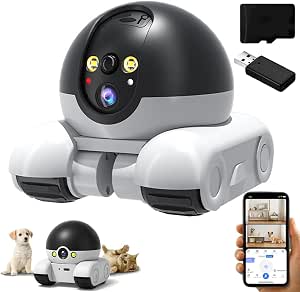 Telecamera Robot Per Animali Con Batteria 10000 MAh – 2.5K, Visione Notturna A Colori, Audio Bidirezionale, Rilevamento Movimento, 360°
