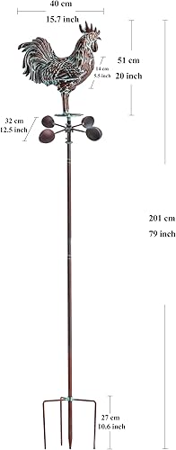 Miniatura 2 de CLYB Gallina de metal con veleta de pollo - Encantadora elegancia de corral con soporte de techo ajustable
