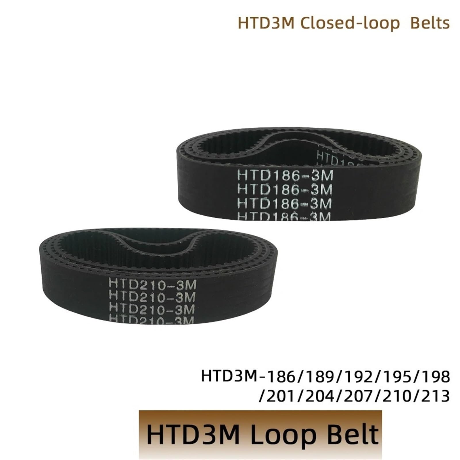 Set di 5 cinghie di distribuzione HTD3M: lunghezza 186-213 mm, 62-71 denti, larghezza 6-15 mm, per applicazioni CNC e automazione (3M 210 (denti 70), 15 mm
