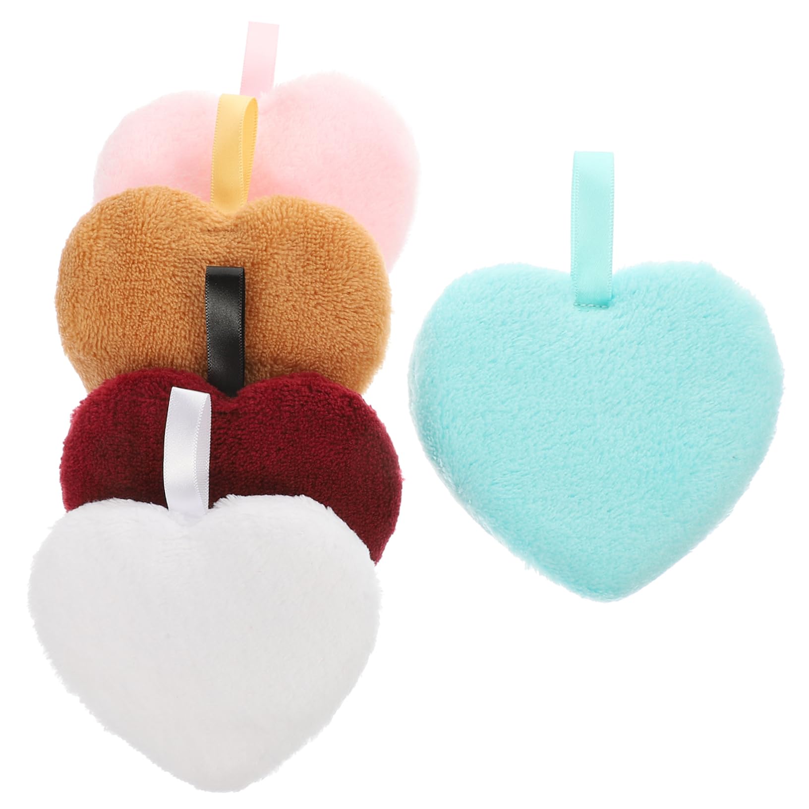 Mikinona 5Pcs Reusable Facial for Makeup Removal and Cleansing Soft Cleaning Tools for Women Compact Heart Shaped Design Mixed Colors for Oily and Mixed Skin