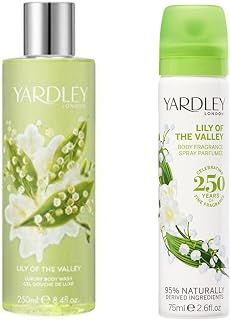 Yardley London Lily of The Valley Body Wash 250 ml and Yardley Lily of The Valley Body Spray 75ml - Yardley Lily of The Valley Gift Set Bundle