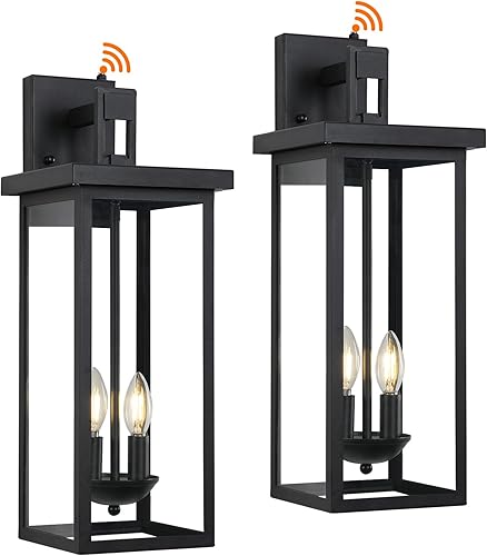 Miniatura 24 de tewei Luces de pared de gran tamaño para exteriores del atardecer al amanecer, accesorios de iluminación exterior negro mate, modernas luces