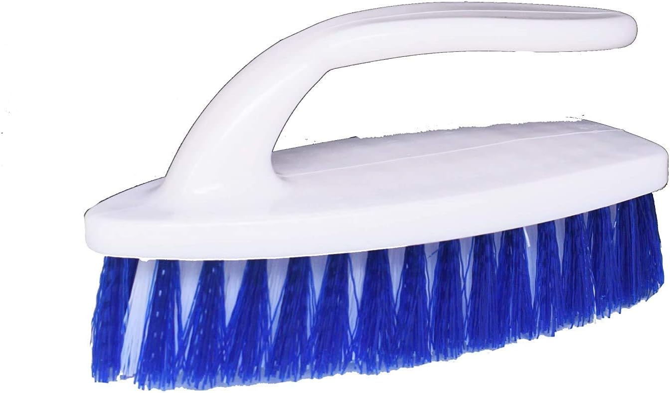Plastic Multipurpose Durable Nylon Wet Cleaning Brush for Home, Kitchen and Bathroom (White and Blue)