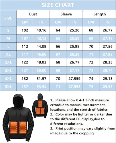 Bhhddty Heated Hoodies Unisex, Lightweight Heated Pullover Sweatshirt Warm Usb Smart Electric Winter Tops Without Battery B-Black thumb #5